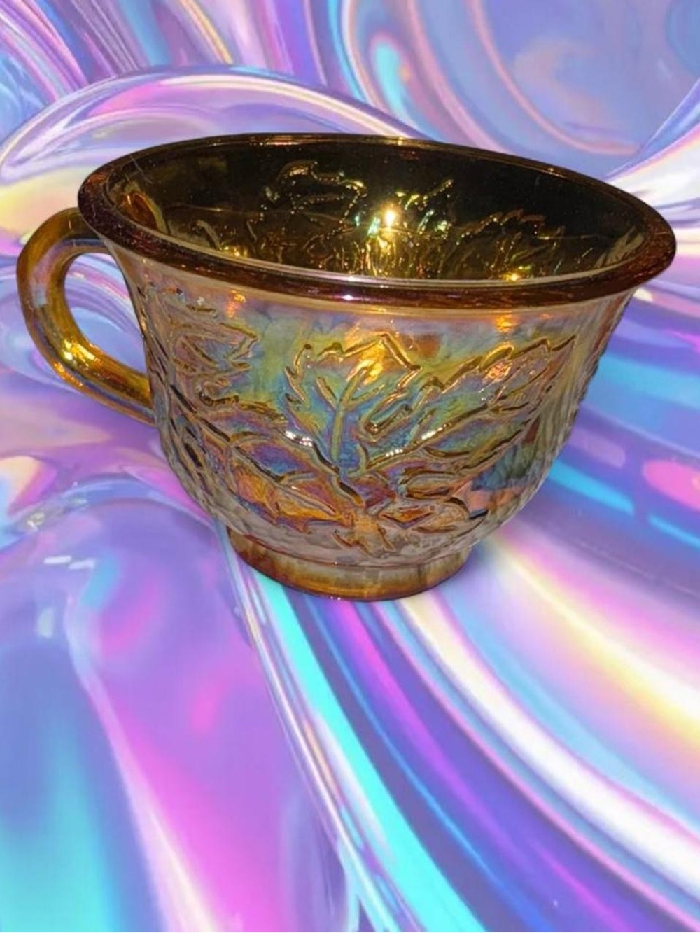 vtg /antique 60s “harvest grape” carnival punch glass mug - indiana glass co